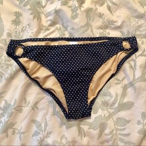 J crew navy polka dotted bikini bottoms